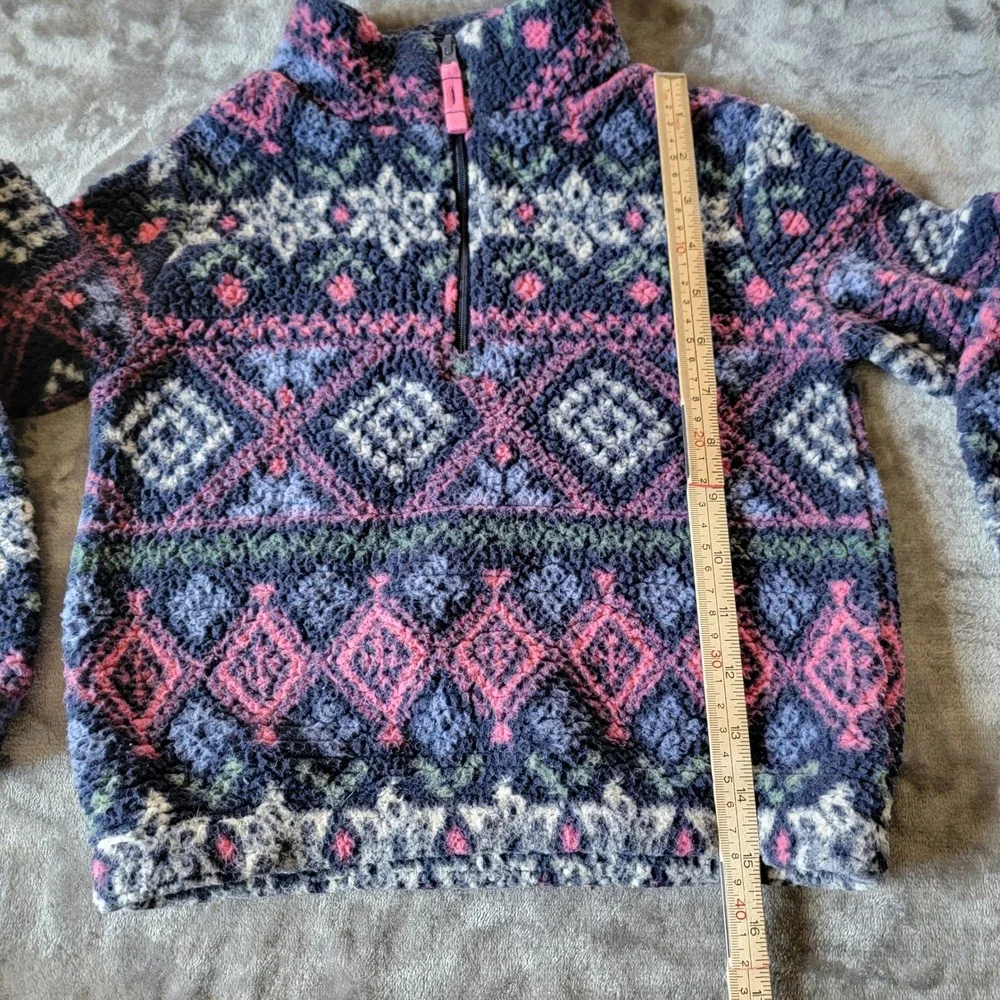 OshKosh B'gosh Fleece Pullover Quarter-zip Kids 6/6x Blue Pink Excellent 720